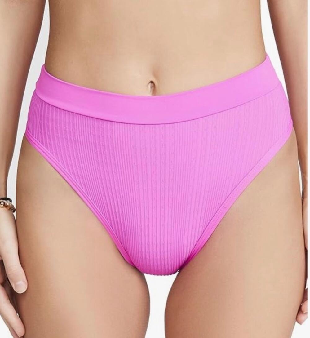 L Space Hot Pink Frenchi Ribbed Bitsy Bikini Bittom S NWOT
